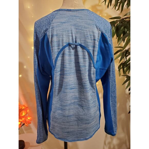 Athleta Running Wild Heathered Blue Long Sleeve Running Shirt Womens Size XL - Picture 2 of 11